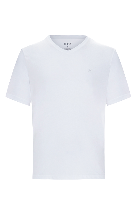 Erkek Safe Classic Fit V Yaka T-Shirt Beyaz