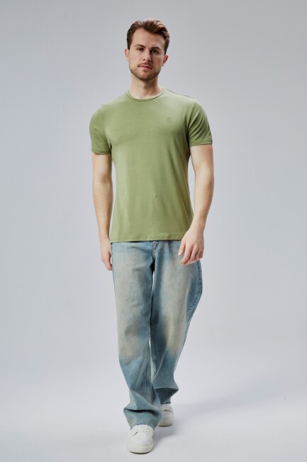 Flex 1.Kalite Tişört Bambu Likra Erkek Kısa Kol Slim Fit O Yaka T-Shirt - 2
