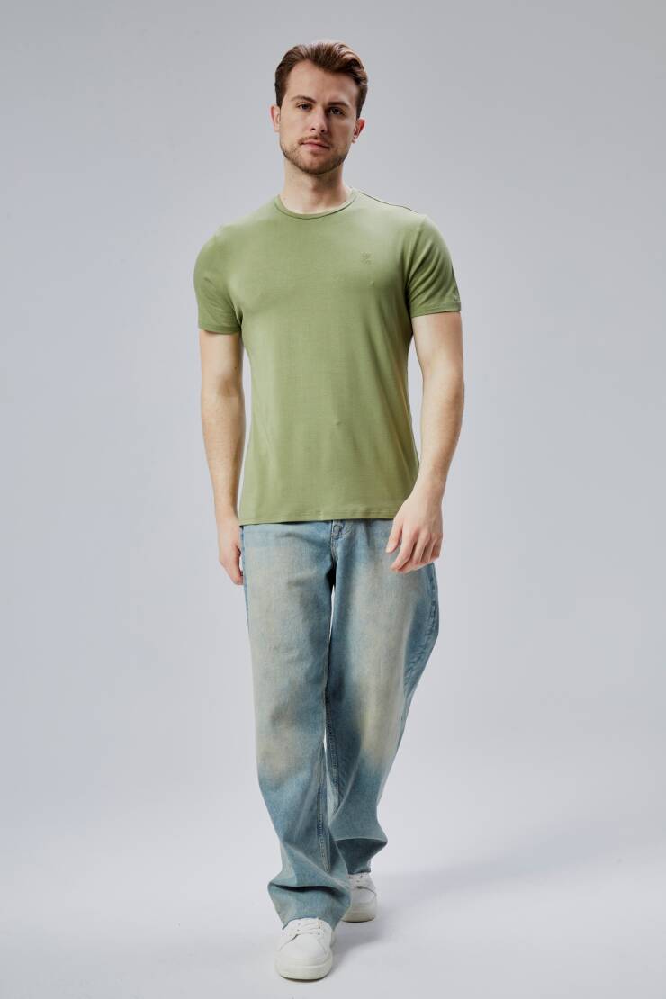 Flex 1.Kalite Tişört Bambu Likra Erkek Kısa Kol Slim Fit O Yaka T-Shirt - 2