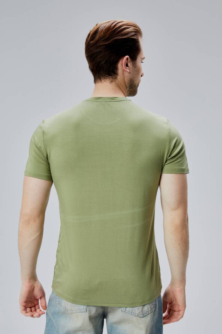 Flex 1.Kalite Tişört Bambu Likra Erkek Kısa Kol Slim Fit O Yaka T-Shirt - 7