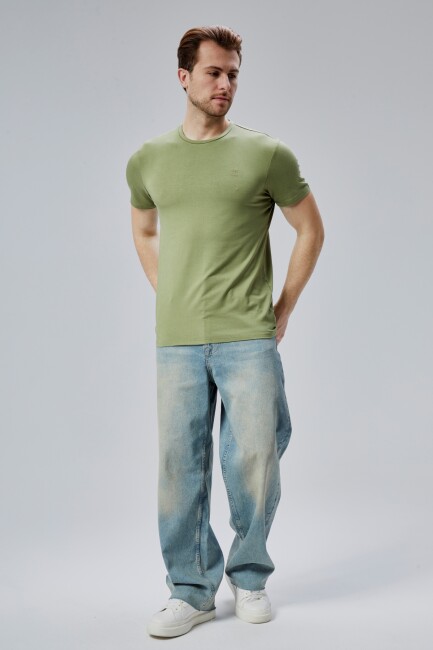Flex 1.Kalite Tişört Bambu Likra Erkek Kısa Kol Slim Fit O Yaka T-Shirt - 6