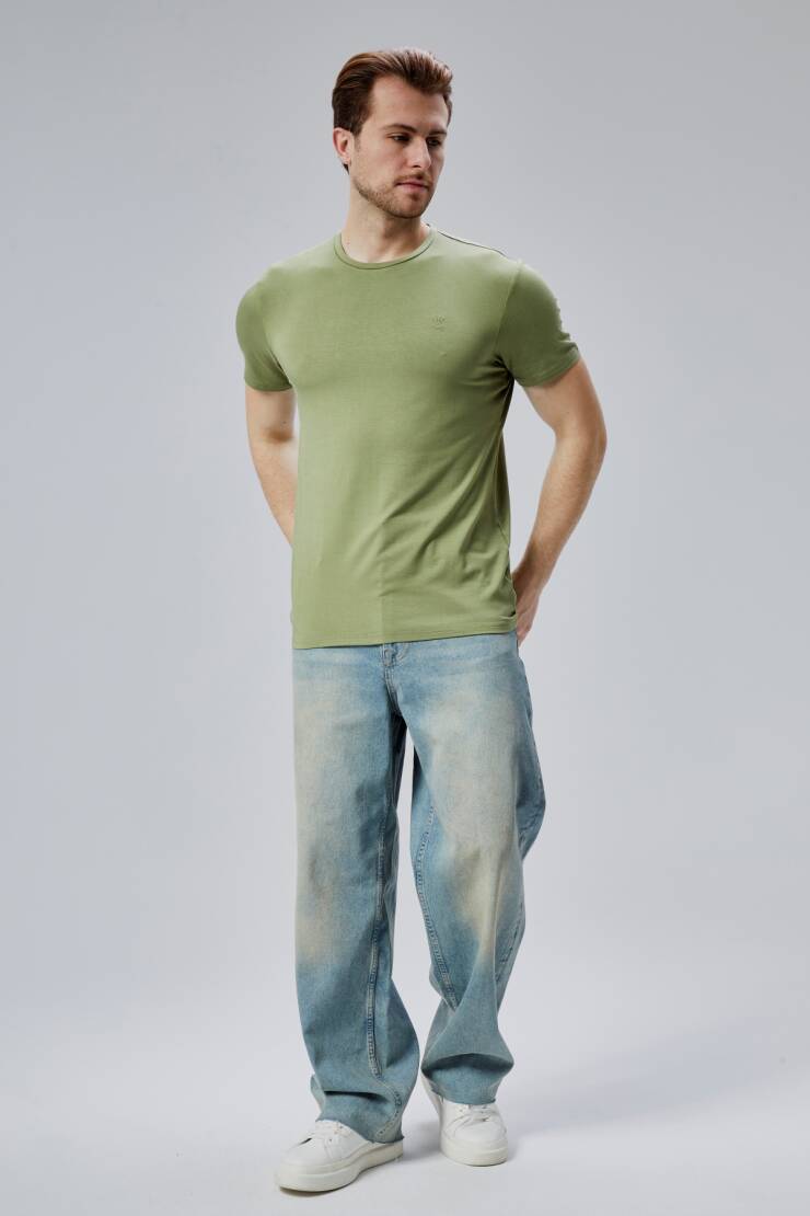 Flex 1.Kalite Tişört Bambu Likra Erkek Kısa Kol Slim Fit O Yaka T-Shirt - 6