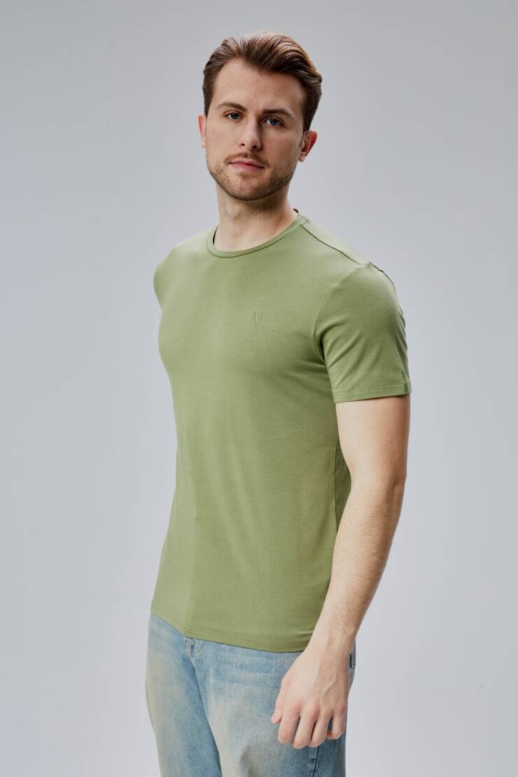Flex 1.Kalite Tişört Bambu Likra Erkek Kısa Kol Slim Fit O Yaka T-Shirt - 3