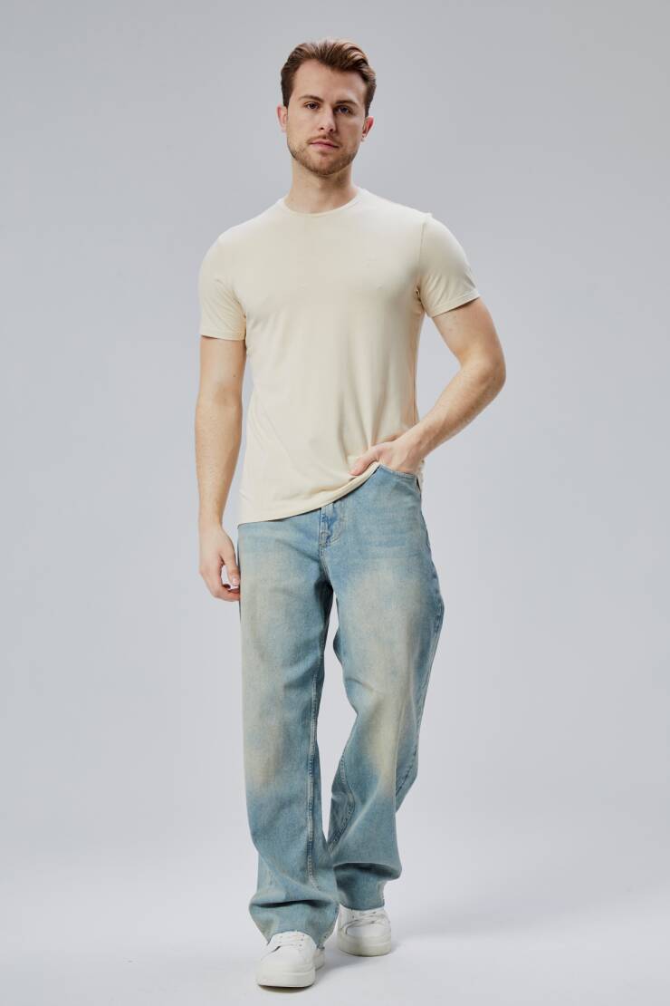 Flex 1.Kalite Tişört Bambu Likra Erkek Kısa Kol Slim Fit O Yaka T-Shirt - 10
