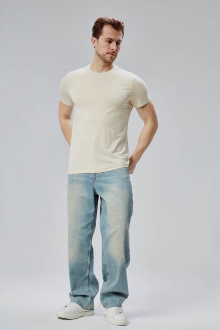 Flex 1.Kalite Tişört Bambu Likra Erkek Kısa Kol Slim Fit O Yaka T-Shirt - 13