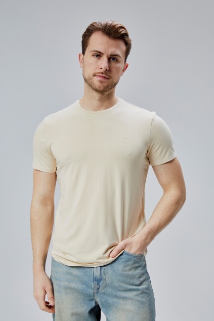 Flex 1.Kalite Tişört Bambu Likra Erkek Kısa Kol Slim Fit O Yaka T-Shirt - 11