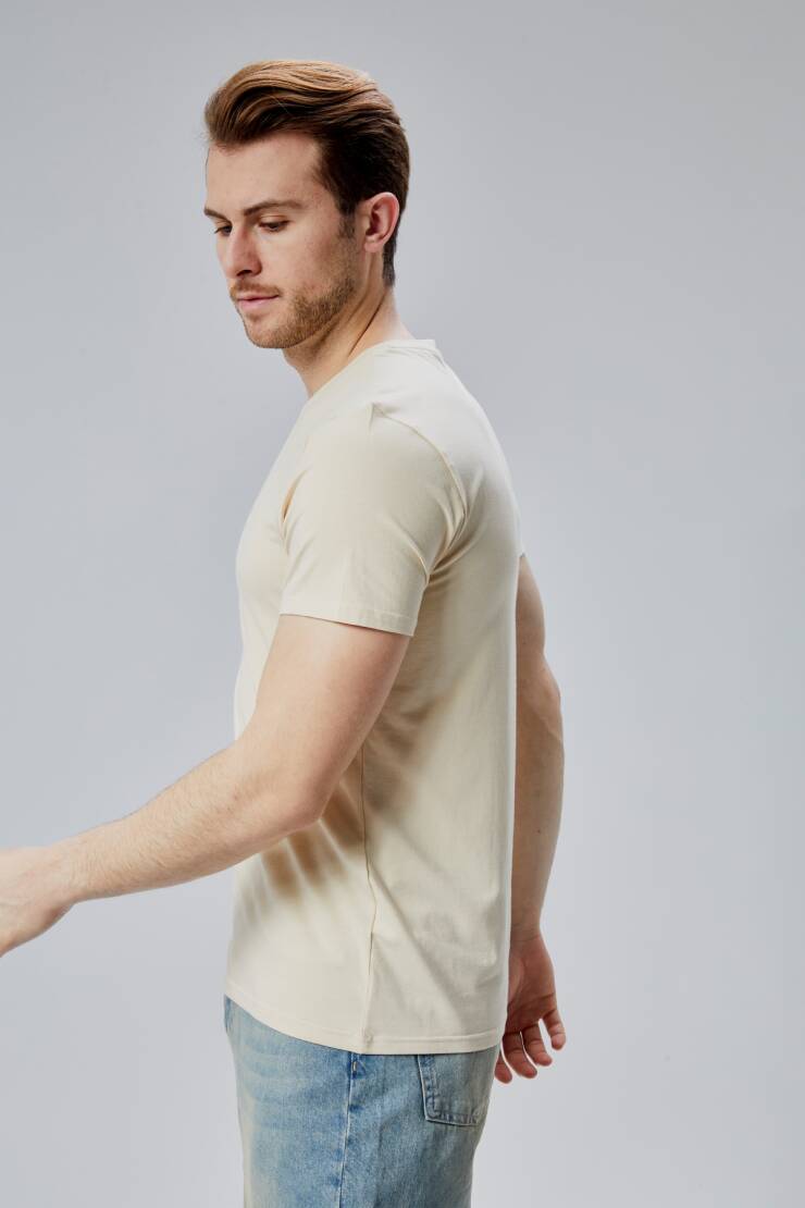 Flex 1.Kalite Tişört Bambu Likra Erkek Kısa Kol Slim Fit O Yaka T-Shirt - 12