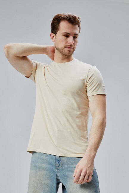 Flex 1.Kalite Tişört Bambu Likra Erkek Kısa Kol Slim Fit O Yaka T-Shirt - 9