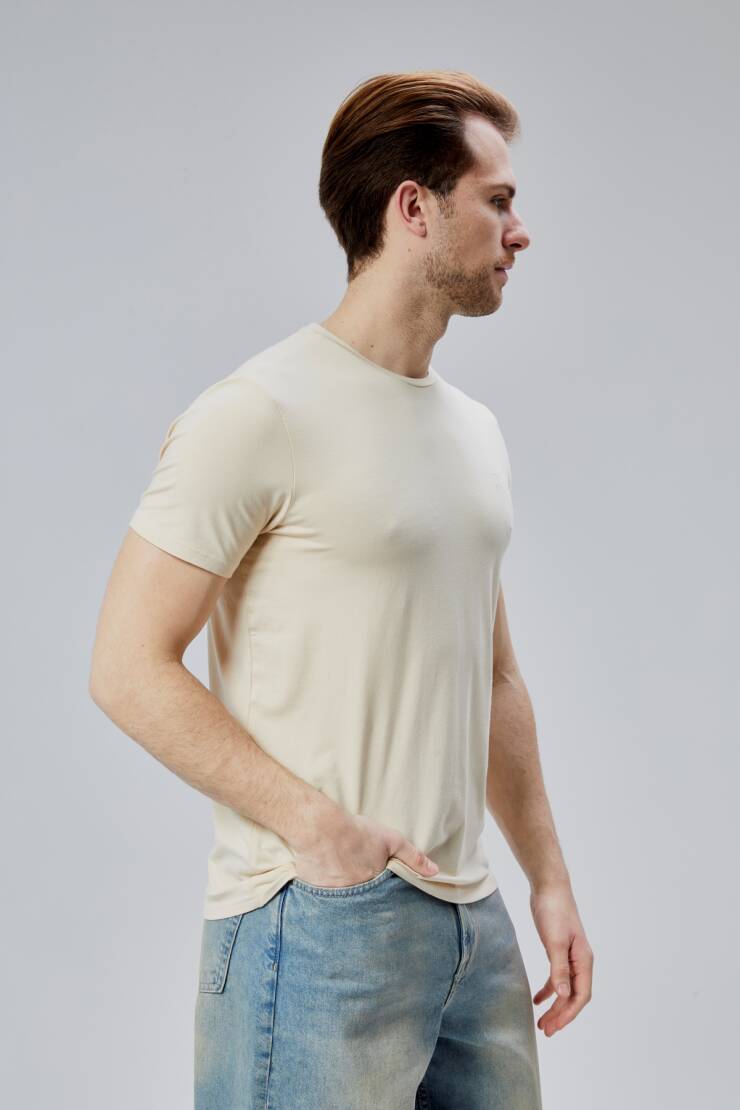 Flex 1.Kalite Tişört Bambu Likra Erkek Kısa Kol Slim Fit O Yaka T-Shirt - 14