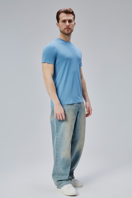 Flex 1.Kalite Tişört Bambu Likra Erkek Kısa Kol Slim Fit O Yaka T-Shirt - 18