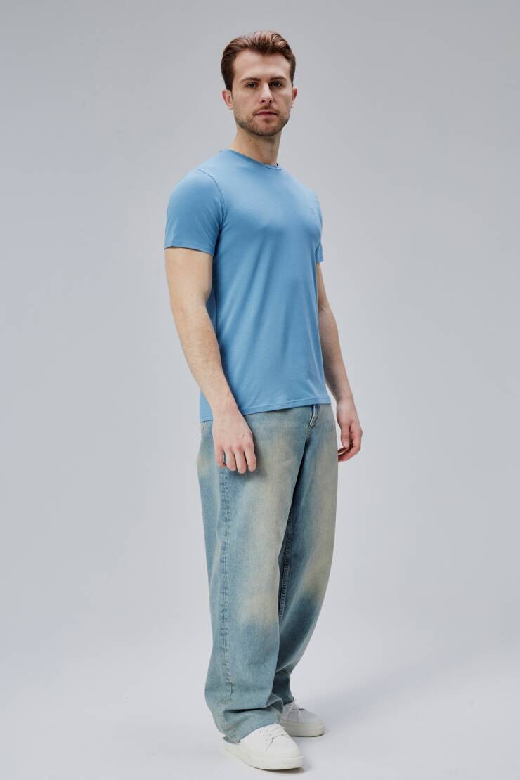 Flex 1.Kalite Tişört Bambu Likra Erkek Kısa Kol Slim Fit O Yaka T-Shirt - 18
