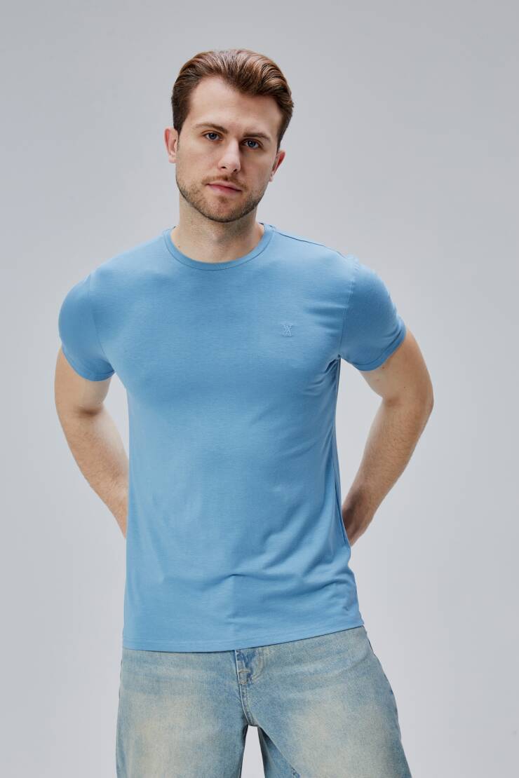 Flex 1.Kalite Tişört Bambu Likra Erkek Kısa Kol Slim Fit O Yaka T-Shirt - 21