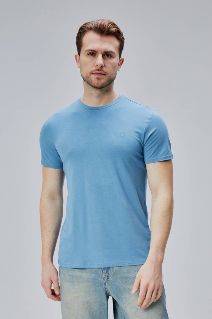Flex 1.Kalite Tişört Bambu Likra Erkek Kısa Kol Slim Fit O Yaka T-Shirt - 17