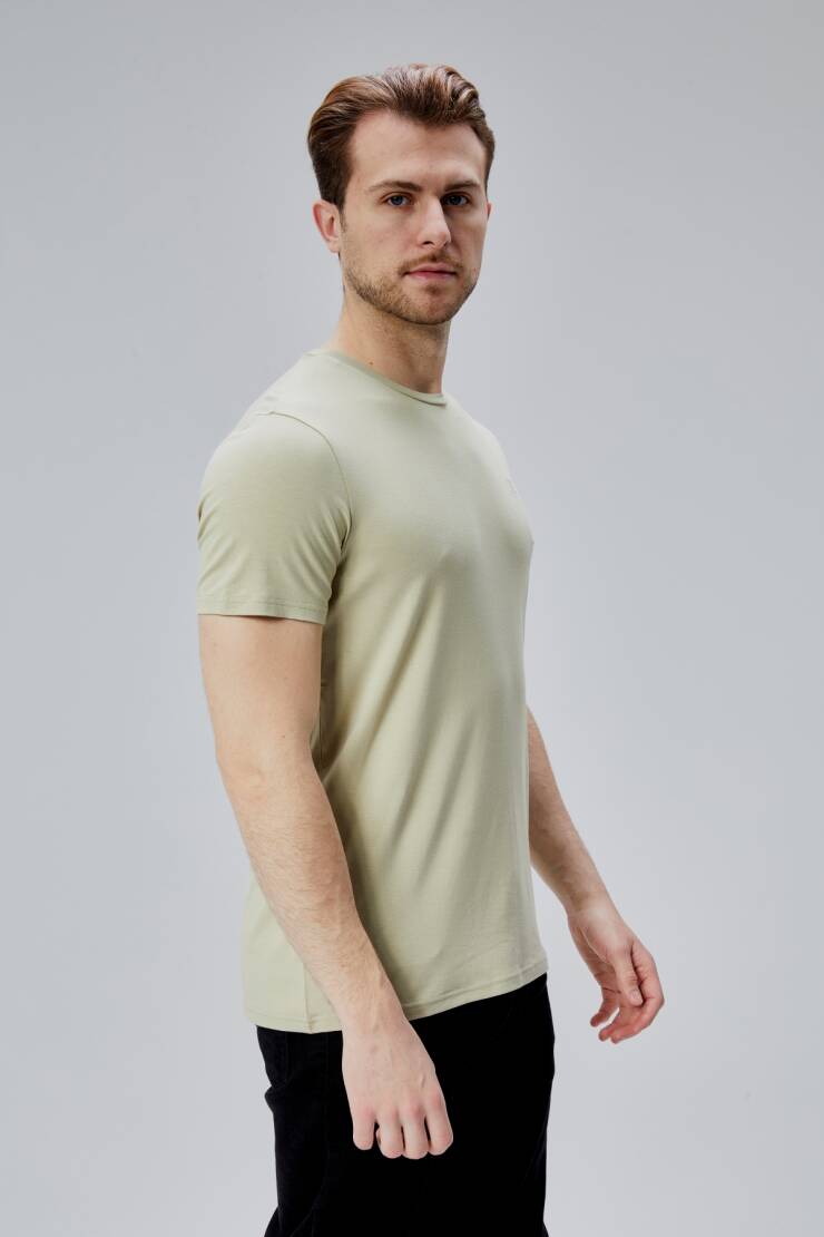 Flex 1.Kalite Tişört Bambu Likra Erkek Kısa Kol Slim Fit O Yaka T-Shirt - 28