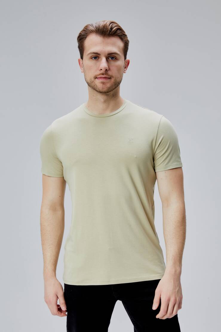 Flex 1.Kalite Tişört Bambu Likra Erkek Kısa Kol Slim Fit O Yaka T-Shirt - 25