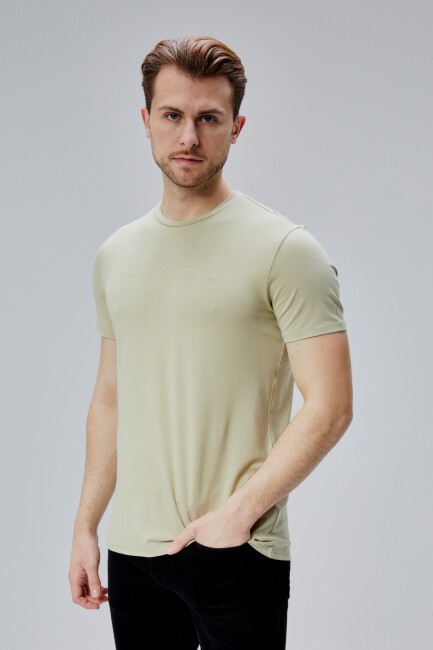 Flex 1.Kalite Tişört Bambu Likra Erkek Kısa Kol Slim Fit O Yaka T-Shirt - 27