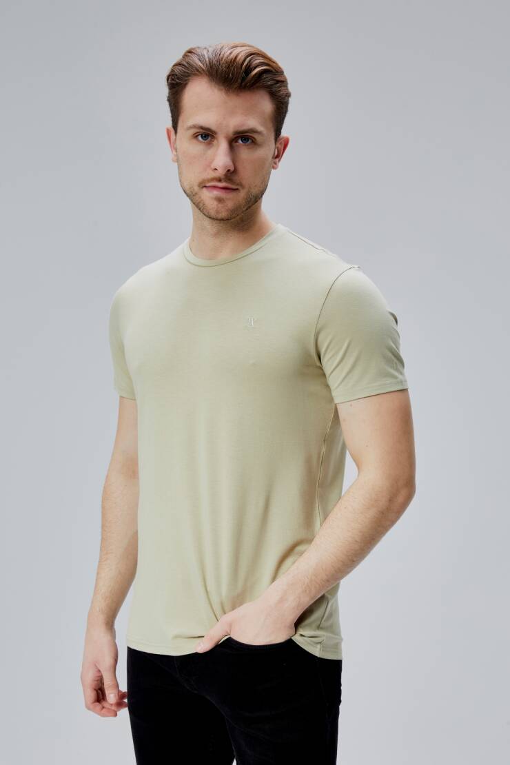 Flex 1.Kalite Tişört Bambu Likra Erkek Kısa Kol Slim Fit O Yaka T-Shirt - 27
