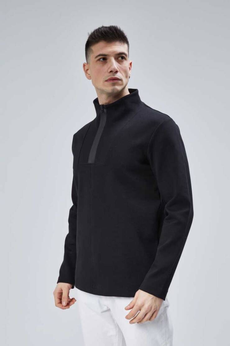 Lost Fermuarlı Sweatshirt Siyah XL - 1