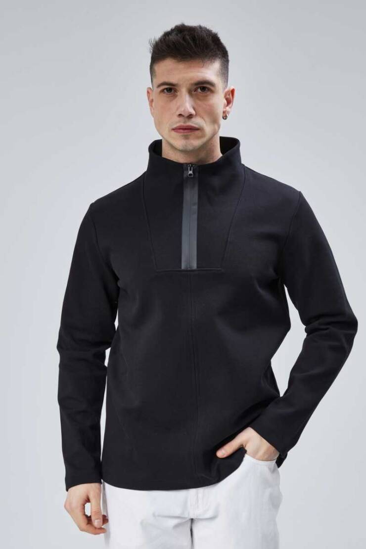 Lost Fermuarlı Sweatshirt Siyah XL - 3