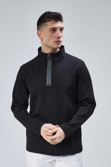 Lost Fermuarlı Sweatshirt Siyah XL - 4