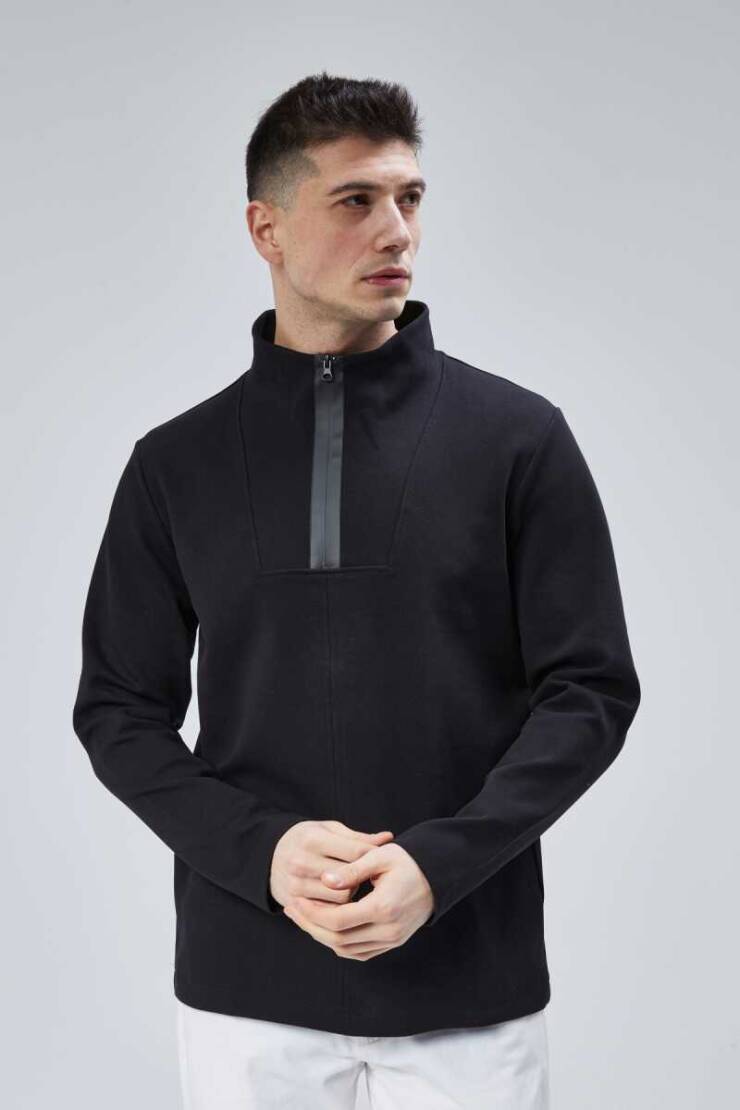Lost Fermuarlı Sweatshirt Siyah XL - 4