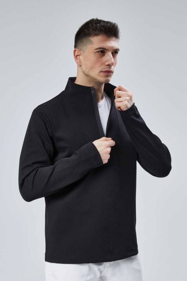 Lost Fermuarlı Sweatshirt Siyah XL - 6