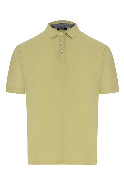 Pamuk Elastan Polo Yaka T-Shirt Açık Yeşil