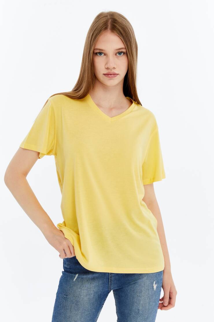 Terra V Yaka Bambu Kadın T-Shirt - 1